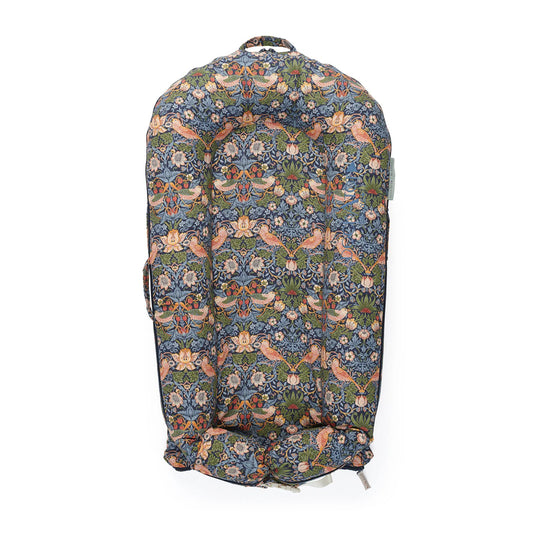 DockATot Deluxe+ Sand Chambray, Culla Multifunzionale Per Neonati Da 0 A 8 Mesi, In Cotone 100%, Con Coperchio In Stile Morris, Per Gioco E Riposo Sorvegliato